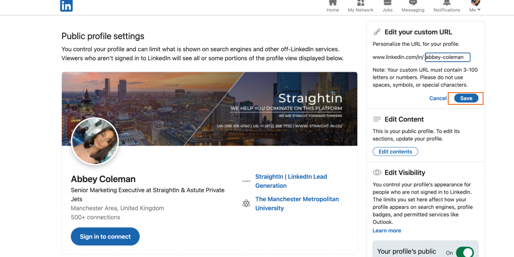 Saving LinkedIn URL
