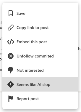 LinkedIn Report AI Slop Button